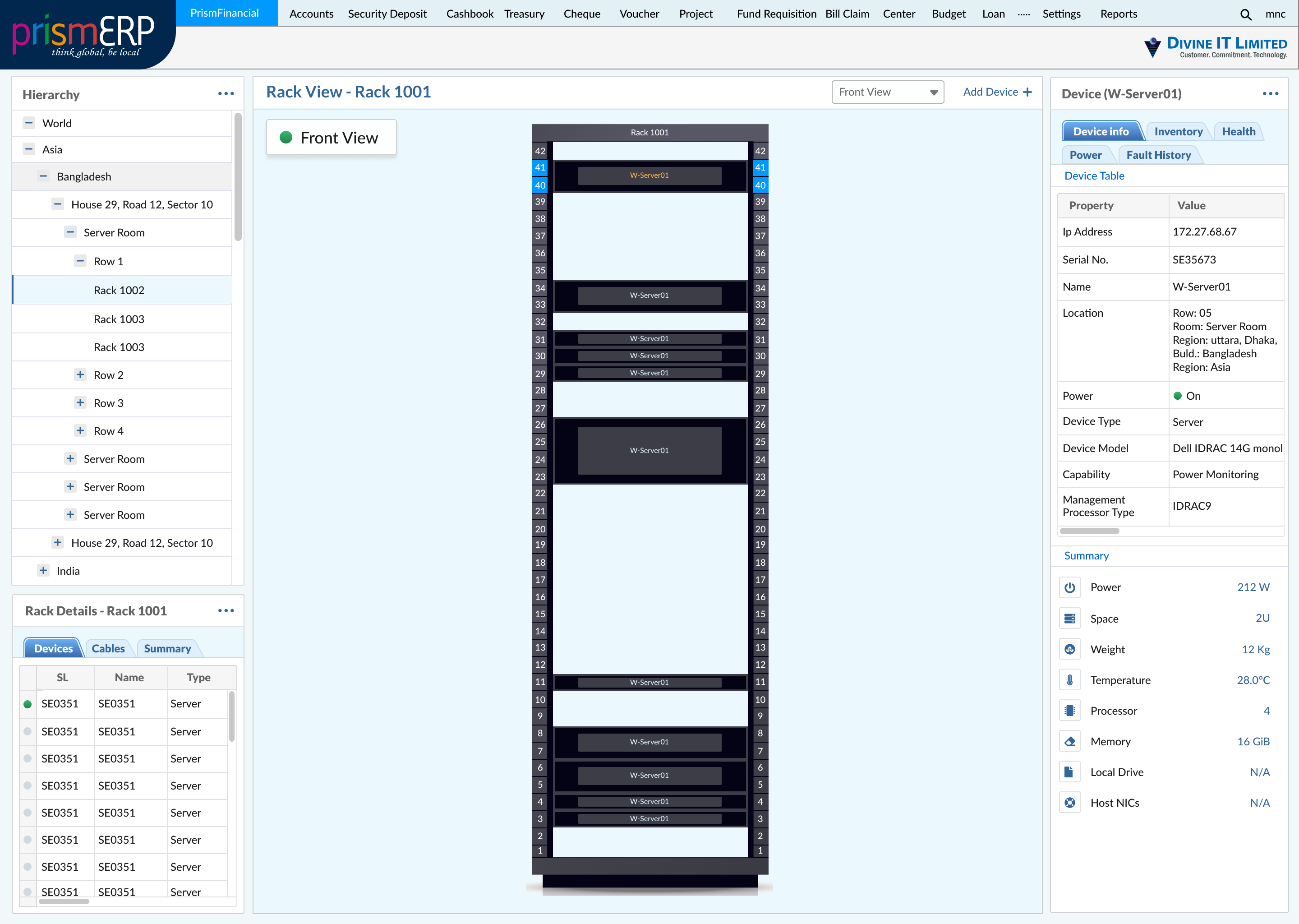 Rack Management prismdcim